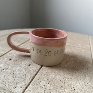 Kubek kamionkowy handmade ZA DUŻO MYŚLĘ 200 ml