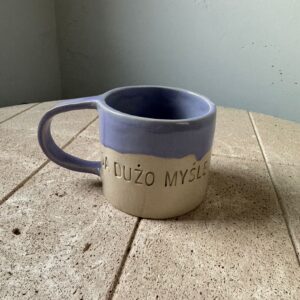Kubek kamionkowy handmade ZA DUŻO MYŚLĘ  330 ml